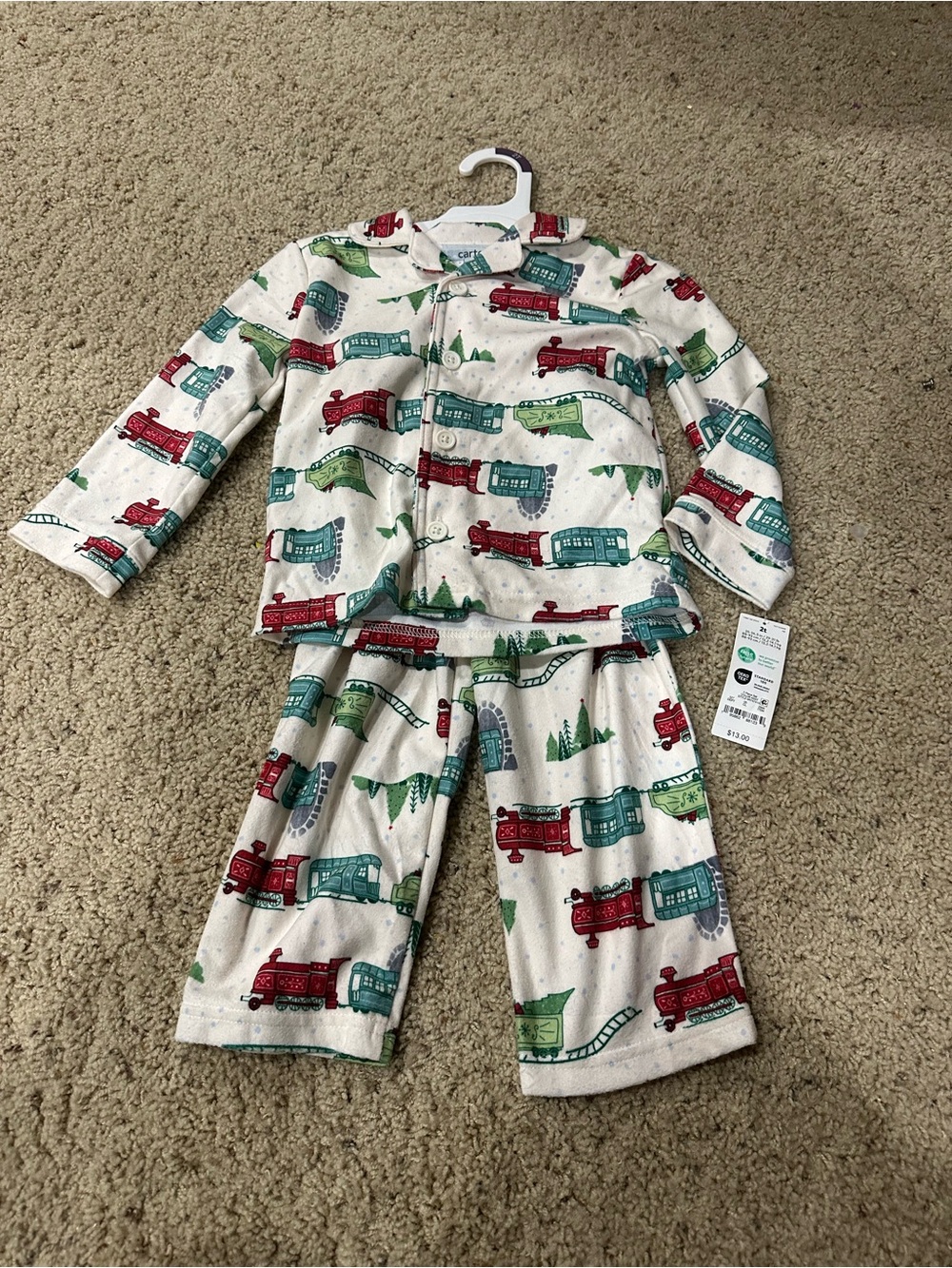 Carter’s 2T Christmas Train Pajama Set NWT Toddler